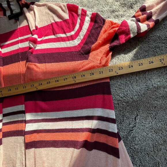 Lane Bryant Striped Cardigan Size 14 16 Knit Drape Open Ramie Cotton Boho 18790 - Picture 4 of 10